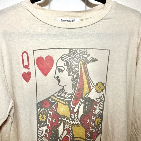NWOT Daydreamer Free People Queen of Hearts Graphic Long Sleeve Tee L - Picture 3 of 6